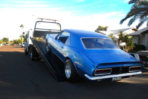 Classic Car Camaro SS on Tow Truck in Arizona